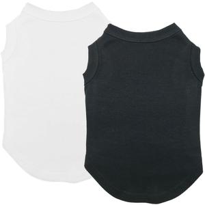Chol&Vivi Dog Shirt, 2pcs Blank Cotton Shirts Fit for Extra Small to Extra Large Size Dogs, Sleeveless Apparel Soft and Lightweight, Tank Top for All Breeds, Black and White, X-Large (XL (21" Chest))