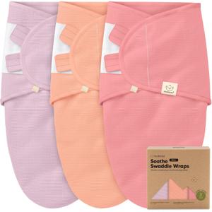 3-Pack Organic Swaddles for Newborns, Baby Sleep Sacks 0-3 Months - Baby Swaddle Wrap, Newborn Wearable Blanket, Infant Sleep Sack for Girls, Boys, Soft & Snug, Large Hook & Loop Closure (Vivacious)