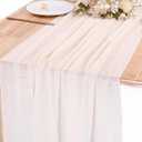 2 x 13ft Light Beige Cheesecloth Table Runner Boho Gauze Runner for Baby Shower 35x157 Inches Cheese Cloth Table Runner for Wedding Bridal Party Home Decorations