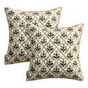 MIULEE Pack of 2 Decorative Outdoor Waterproof Throw Pillow Covers Flower Print Chic Boho Accent Pillow Covers for Square Garden Patio Cushion 16x16 Inch, Coffe-Brown