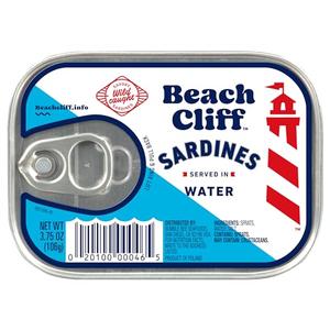 Beach Cliff Wild Caught Sardines in Water, 3.75 oz High Protein, Gluten Free, Keto & GLP-1 Friendly, Ready to Eat EXP: 04/2029