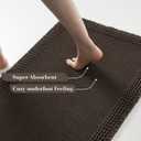 RESARE Waffle Bath Mat, Super Absorbent Non Slip, Machine Washable, Ultra Soft Boho Bath Rugs with Tassels, Upgraded Bordered Design, 17"x24" Chocolate Brown