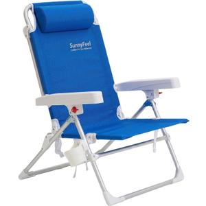 SUNNYFEEL Infinite Reclining Aluminum Beach Chair with Backpack Straps, 19.7 x 17.3 x 36.6 inches