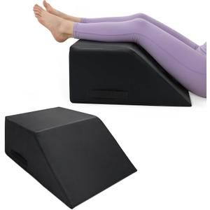 Massage Table Bolster Pillow for Leg Support,GDurable 30D Foam with Easy-Clean PUCover,Trapezoidal Elevating Leg Wedge for Physical Therapy 20.4 x 18.5 x 9 Inch(Black)