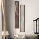 Large Framed Long Narrow Vertical Neutral Abstract Wall Art Set of 2, Beige Brown Modern Canvas Prints Paintings Artwork for Walls, Minimalist Pictures for Entryway Hallway Living Bedroom Wall Decor