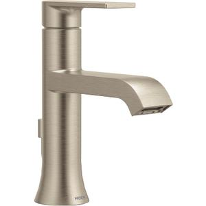 Moen Genta LX Brushed Nickel One-Handle Modern Bathroom Sink Faucet with Optional Deckplate for Bath Countertop and Three-Hole or One-Hole Sinks, 6706BN