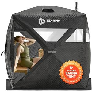 LifePro ZenZone Portable Sauna Tent for Outdoor Use with Wood Stove - Foldable Steam & Dry Heat Therapy Tent for Relaxation - Includes Rocks, Gloves, Gauge - Ideal for Camping, Backyard, Home Gym LifePro ZenZone Portable Sauna Tent for Outdoor Use with Wood Stove - Foldable Steam & Dry Heat Therapy Tent for Relaxation - Includes Rocks, Gloves, Gauge - Ideal for Camping, Backyard, Home Gym