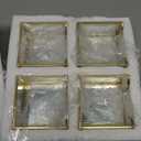 BTSKY Golden Glass Sticky Note Holder for 3x3 Inch Sticky Notes, Elegant Post It Note Dispenser with Non-Slip Pads Clear Notepad Holder for Desk Organization Planning, Home Office Decor, 4 Pac