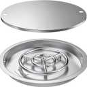 Skyflame 19 Inch Round Stainless Steel Drop in Fire Pit Pan Fire Bowl with Burner Ring and Protective Cover