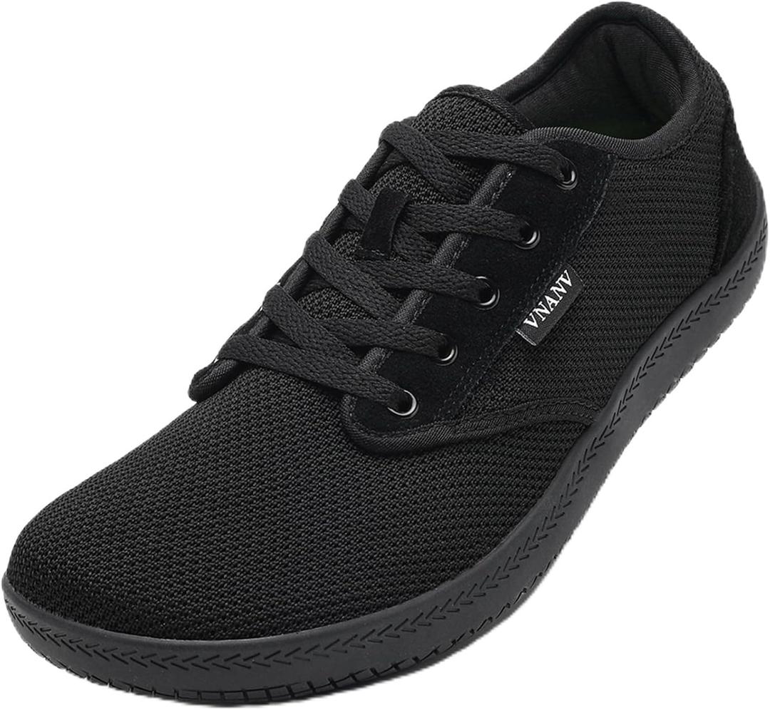 Men's Barefoot Shoes Wide Toe Box | Minimalist Zero Drop Sneakers for Walking & Gym | Breathable Mesh Cross Training Footwear | Lightweight Natural Feel for Balance & Posture (Black) 50