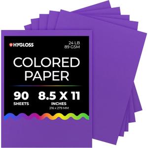 Hygloss Purple Colored Paper - 24 lb, 89 GSM, Acid-Free, Fade-Resistant, 8.5x11-Inch Letter Size Color Copy Paper, 90 Sheets