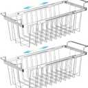 Orgneas Freezer Baskets for Chest Freezer, Capacity Expandable Deep Freezer Organizer Bins Adjustable From 16.5" to 26.5" Stainless Steel Wire Basket Storage with Hanging Handles, 2 Pack