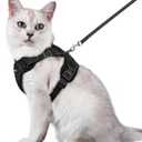 rabbitgoo Cat Harness and Leash for Walking, Escape Proof Soft Adjustable Vest Harnesses for Cats, Easy Control Breathable Reflective Strips Jacket, Black, M