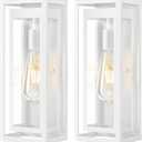 15" Large Outdoor Wall Lights, 2 Pack White Outdoor Light Fixtures, Modern Waterproof Exterior Lighting Sconces with Clear Glass Shade for Front Door, Porch, Garage