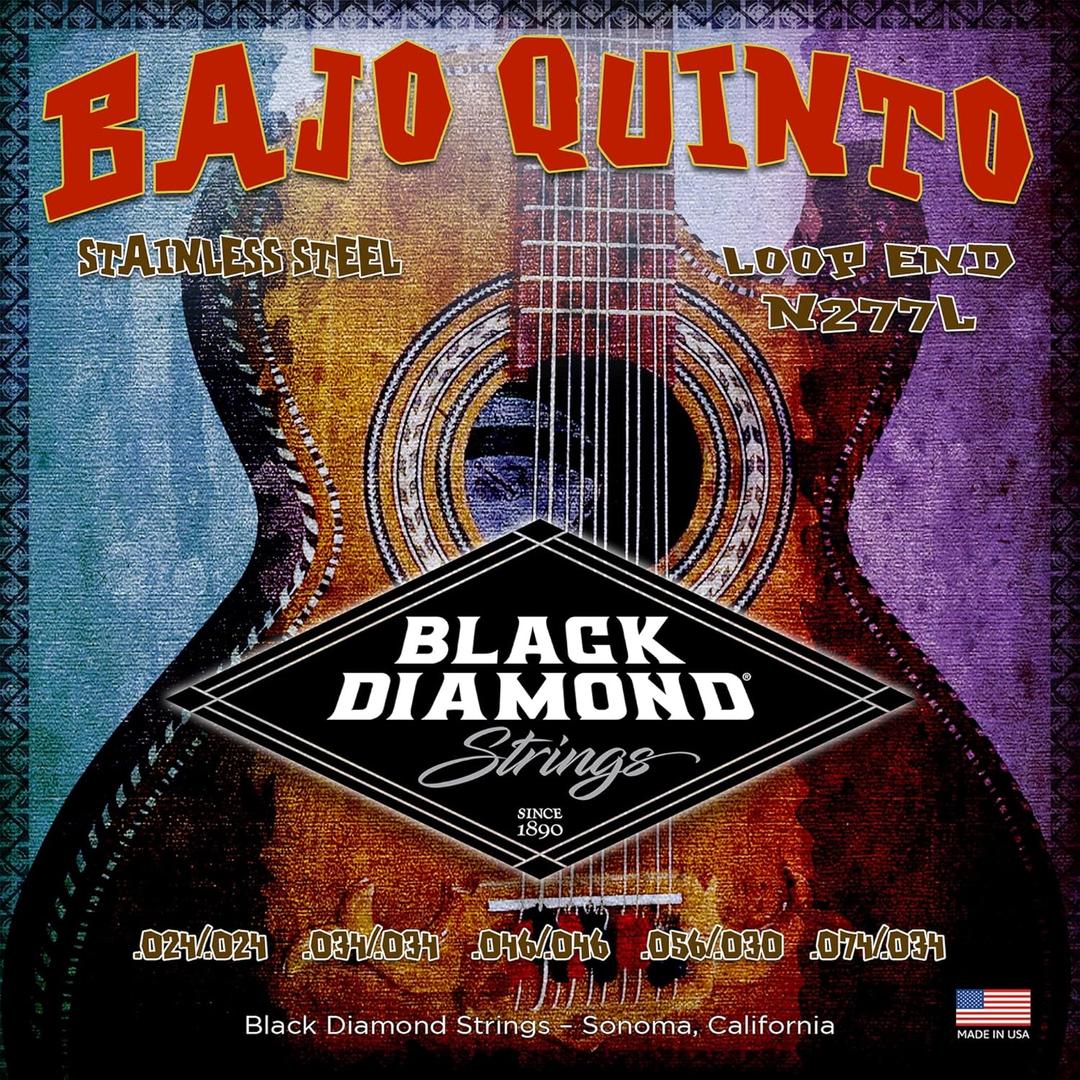 Black Diamond Strings N277L Bajo Quinto Stainless Loop End .024| .034 | .046| .056 030 | .074 .034