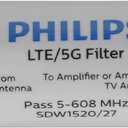 Philips LTE Filter for TV Antenna, Filters 4G 5G LTE Signal to Reduce Interference and Pixilation for Clear Digital HD TV Reception, Frequency Range 5-608 MHz, Indoor Outdoor Installation, SDW1520/27