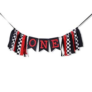Racing High Chair Banner - Racing First/1st Birthday Party Decorations,Race Car First/1st High Chair Banner,Checkered Flag Racing Birthday Decorations