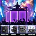 DJ Booth - Adjustable Height (33inch / 37.8inch), Portable DJ Table Stand with Carry Bag, Black & White Blackout Cloth, Foldable DJ Facade Booth for Event, Parties, Festival, Clubs (41.1 x 20.5inch)