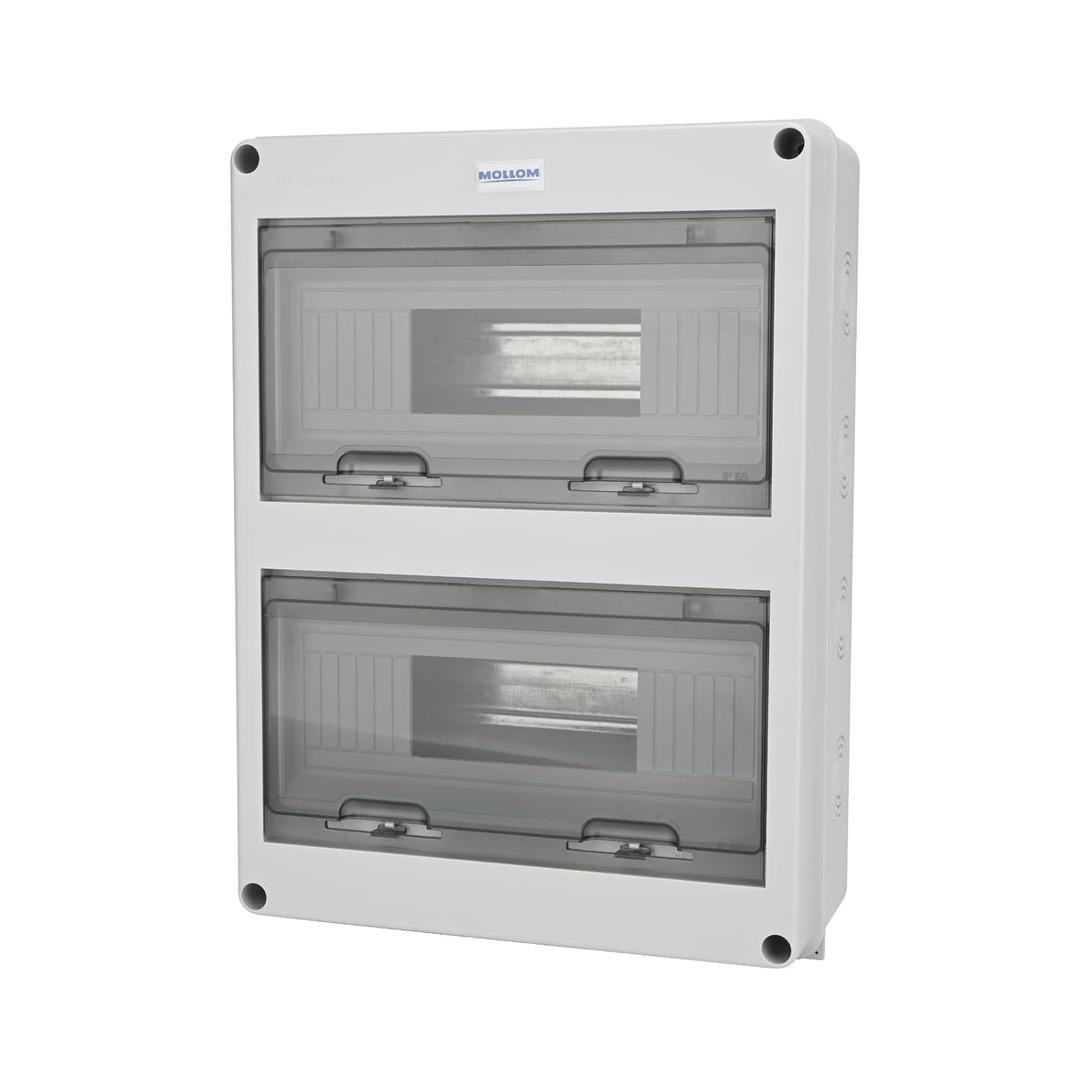 MOLLOM 24 Way Circuit Breaker MCB Distribution Protection Box with DIN Rail, IP65 Waterproof,for Indoor and Outdoor (24Way | 280x110x370 MM, HT)