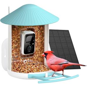 NETVUE by Birdfy Smart Bird Feeder with AI Camera Solar Powered, 2MP Wireless Wildbird Watching, Live Stream & Night Vision, Auto-Capture & Notify, Collection & Cloud Storage (AI by Subscription) (Blue)