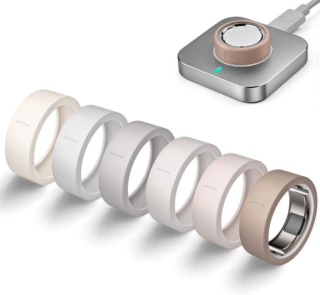 Ultra-Thin Covers Compatible with Oura Ring Gen 4/4 Ceramic/Oura Ring Gen 3 Cover, Anti-Scratch Silicone Smart Rings Accessories Protector for RingConn Gen 2/2 Air/ULTRAHUMAN for Women Men, 6 Pack (S (6/7/8/9/10), Khaki+Milk+Light Gray+Soft Gray+Ice Gray+Starlight)
