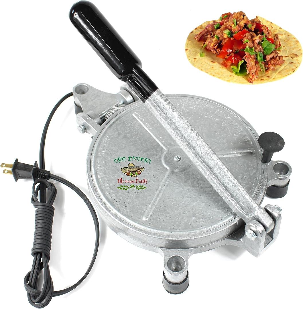 Electric Tortilla Press Maker Chapati Machine Flour Burrito Roti Press (8 IN)