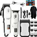 Hair Clippers for Men, Professional Barber Clippers and Trimmer Set, Mens Cordless Clipper, 3 pcs setHair Cutting Kit for Men (White)