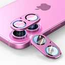 [2 Pack] for iPhone 16/16 Plus Camera Lens Protector, 9H Tempered Glass Metal flat Covering Design, Anti-Fingerprint Camera Cover, Ultra HD Clarity, Military Grade Protection, Purple