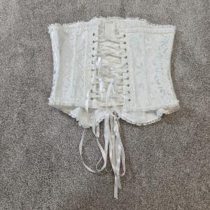 White Brocade Bustier Corset Sexy Glam Coquette Fairycore, 6XL