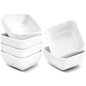 6 Pack Ceramic Dip Bowls, 3 Oz White Dip Bowl, Ceramic Sauce Dish for Side Dishes, Porcelain Dipping Bowls, Mini Square Sauce Dish for Soy Sauce Condiment BBQ Ketchup Sushi