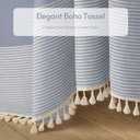 Light Blue Shower Curtain Linen Coastal Ocean Striped Shower Curtains for Bathroom with Tassel 72 X 72