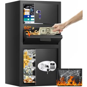 5.6 Cuft Large Depository Drop Safe for Business, Anti-Theft Safe Box with Quick Place Drop Slot, Digital Keypad and Spare Key, Heavy Duty Drop Safes for Business Retail Mail Church Home