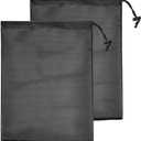 Quacc 2pcs Black Pump Barrier Bags with Drawstring Sturdy Pump Filter Mesh Bag Pond Fish Pond Filter Cover Bags Water Pump Filter Bags for Pond Fountain Pump (16.1" x 12.2")