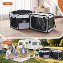 Lekereise Portable Cat Playpen, 61" 19" Cat Playpen, 2-in-1 Dog Playpen Indoor Outdoor for Cats, Puppies and Small Pets, Independently Usable, with a Carry Bag