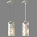 Brushed Nickel Pendant Lighting Modern Pendant Light, Mini Crystal Chandeliers, Adjustable Pendant Light Fixture for Kitchen Island Dinning Room Bedroom (2 Pack)