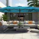SUPERJARE 13FT Outdoor Umbrella for Patio, Double sided Pool Umbrellas with Fade Resistant Canopy, Large Table Umbrella for Deck, Market, Backyard - Lake Blue