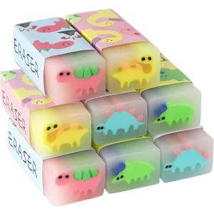 8 Pcs Cute Erasers for Kids Bulk, Dinosaur Style Pencil Eraser Large, Novelty Animal Erasers Desk Pets, Classroom Homework Rewards Games Prizes School Office Art Supplies