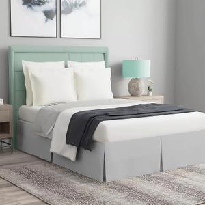 Magic Bed Skirt King Size 16 Inch Drop 100% Cotton Blend No Mattress Lifter Wrap Around Bed Skirt with Pleated Split Corners - Color Silver