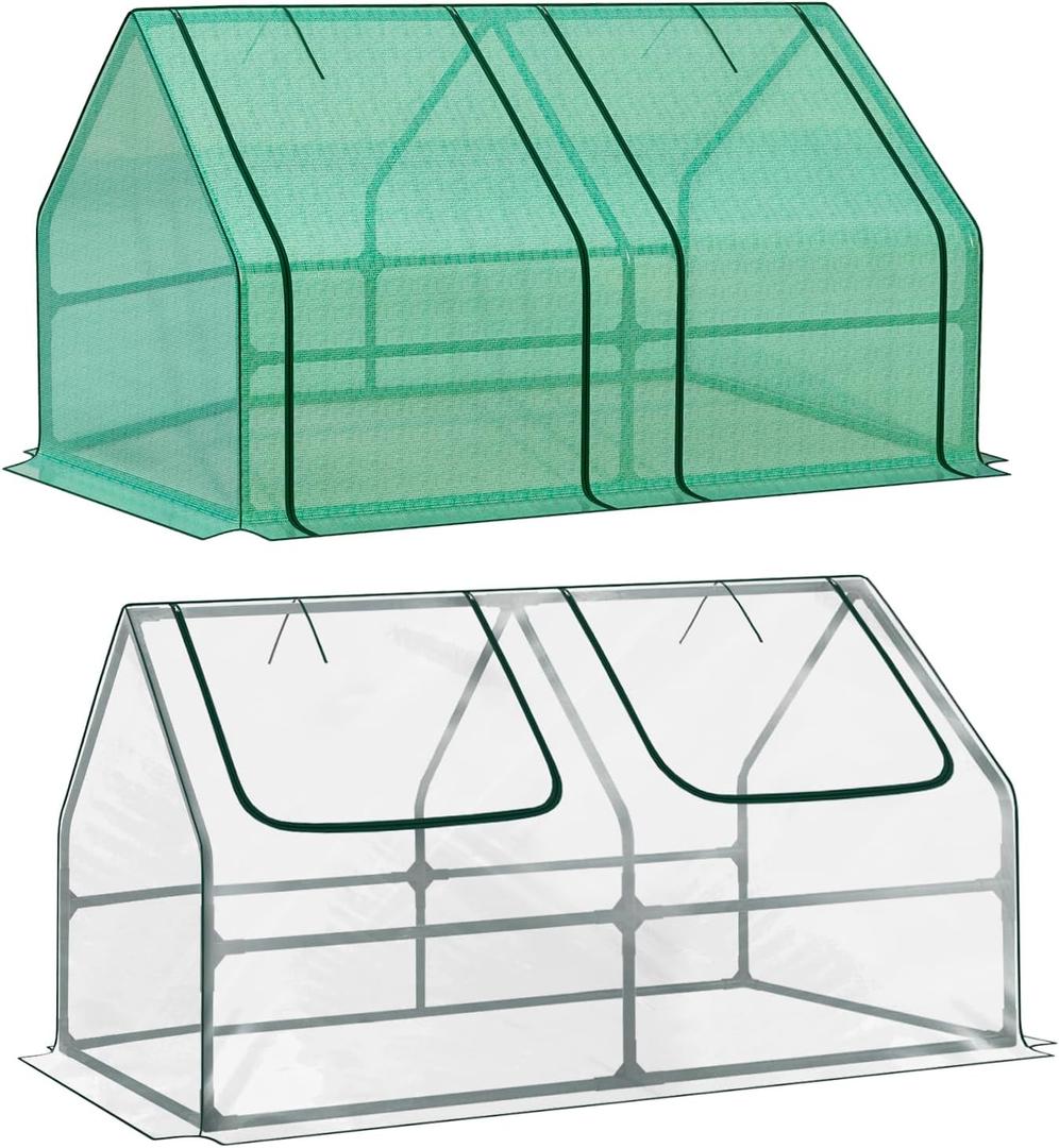 BPS 6x3x3 ft Mini Garden Greenhouse with Dual Covers (PE & PVC) Waterproof, UV-Protected Portable Grow Tent for Flowers, Vegetables, and Herbs in All Seasons