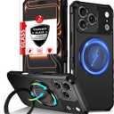 IYTRRYH for iPhone 17 Pro Case Compatible with MagSafe Wireless Charging Magnetic, with 2 Screen Protectors, Built-in 360Kickstand Ring, Military Grade Drop Shockproof Phone Heavy Duty Protection Black