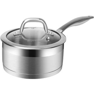Duxtop Stainless Steel Sauce Pan with Lid, 2.5 Quart Induction Cooking Pot