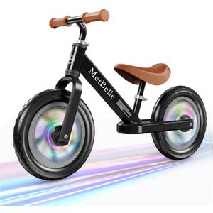 Toddler Balance Bike 2-5 Year Olds,12No Pedal Kids Indoor Outdoor Toy Bike 2 Year Old with Tool-Free Adjustments Seat, Lightweight First Bike Gift for 2-3 Boys Girls (Black)