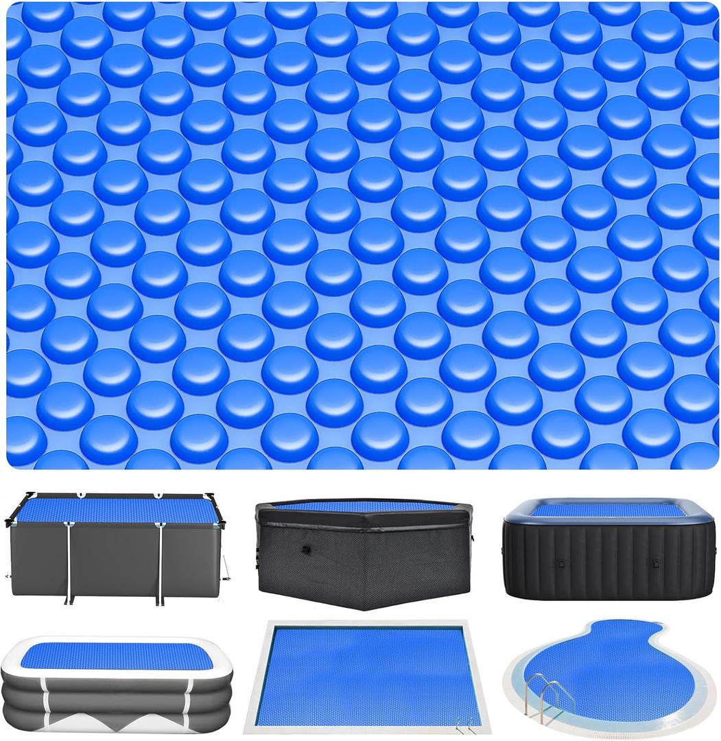 Evoio Solar Pool Covers, 18 x 36 Foot Solar Pool Blankets for Inground Above Ground Rectangular Swimming Pools, Heavy-Duty Floating Bubble Pool Hot Tub Spa Covers Thermal Blanket (18 x 36 Ft)