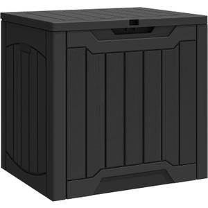 YITAHOME Outdoor Resin Storage Box 31 Gal, Water-resistant Patio Deck Box Outdoor Storage Box for Pillows, Garden Equipment, Securely Lockable, Black