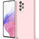 Oakxco for Samsung Galaxy A53 5G Phone Case Liquid Silicone, Cute Thin Slim Soft Rubber TPU Plain Smooth Gel Cover for Women Girl, Matte Solid Protective & Shockproof, Light Pink