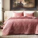Cosybay Velvet Quilt Set Queen 3pcs Box Stitch Oversized Bedspread Coverlet, Full/Queen
