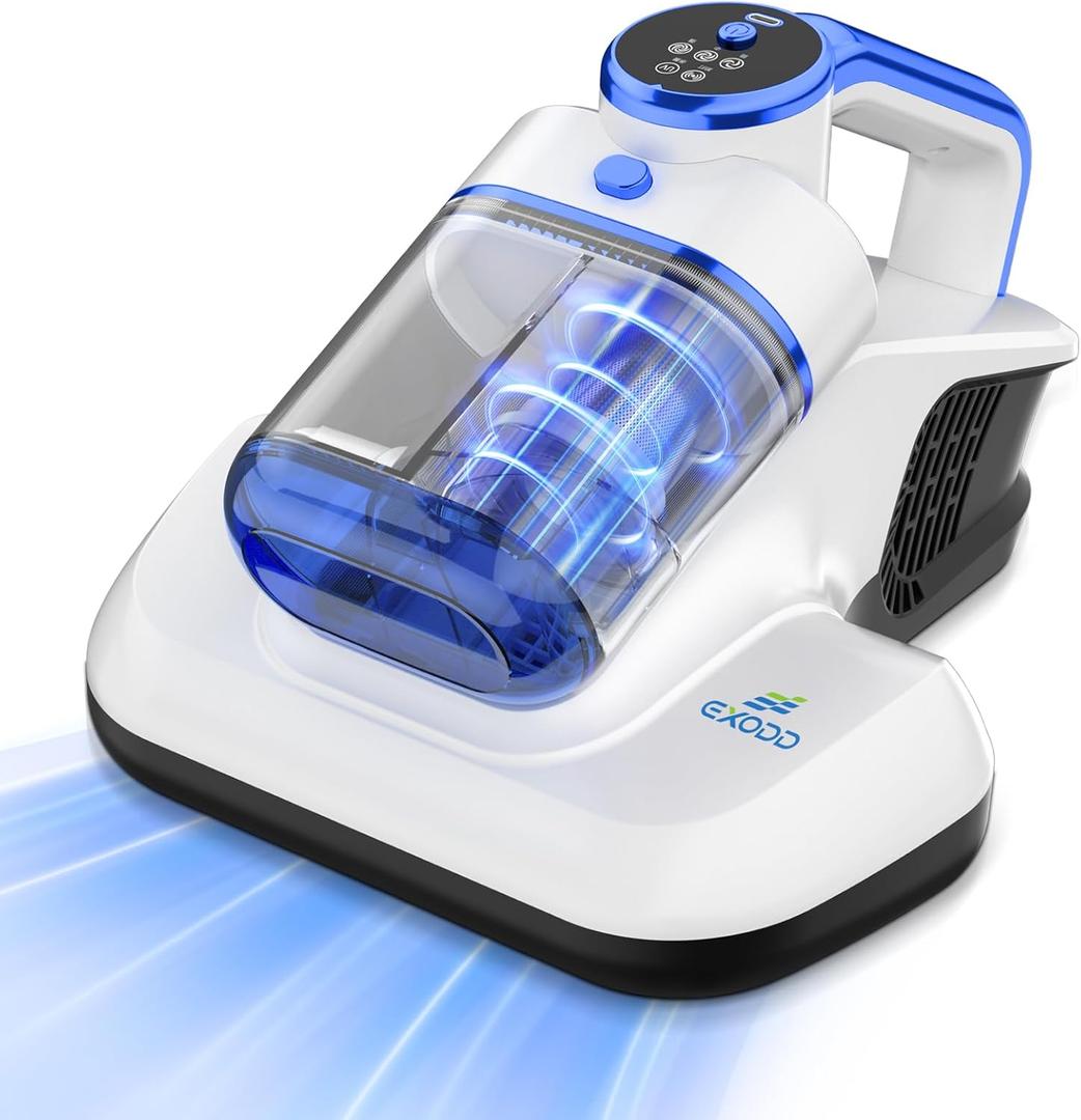 Bed Vacuum Cleaner -Cordless Mattress Vacuum Cleaner with 253.7nm UV-C Light & 16 Kpa Strong Suction.HEPA Filter,Widened Suction Port, Low Noise,Suitable for Dust, Pet Hair, Etc (Blue)