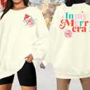 Women Spread Christmas Cheer Sweatshirt Christmas Elf Pullover Elf Hat Shirt Crewneck Embroidered Christmas Clothes (L)