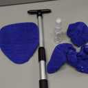 desin Windshield Cleaning Tool, Car Window Cleaner Windshield Cleaner with 4 Reusable and Washable Microfiber Pads and Extendable Handle Auto Inside Glass Wiper Kit (Dark Blue)