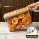 Hudgan Breadbox for Kitchen Countertop, Bread Storage Container with Bamboo Lid for Homemade Bread,Toast, Bagel, Donut, Cookies and Baguette, Large Corner Breadbox Keeper for Muffin